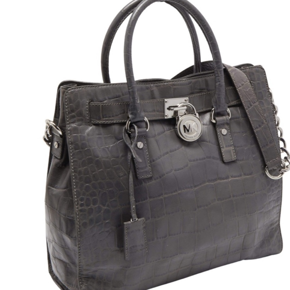 Michael Kors Large Gray/Silver Hamilton Satchel
